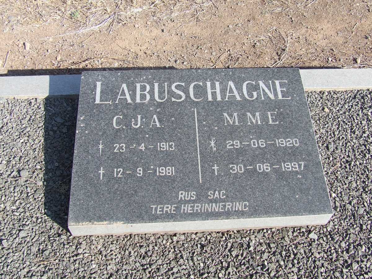LABUSCHAGNE C.J.A. 1913-1981 &amp; M.M.E. 1920-1997