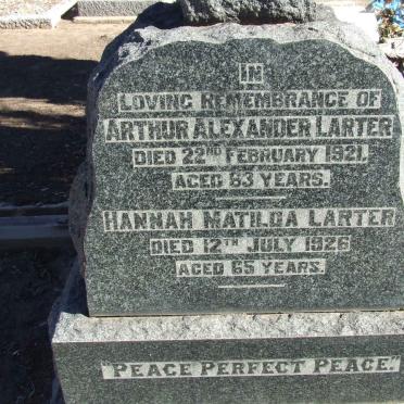 LARTER Arthur Alexander -1921 &amp; Hannah Matilda -1926