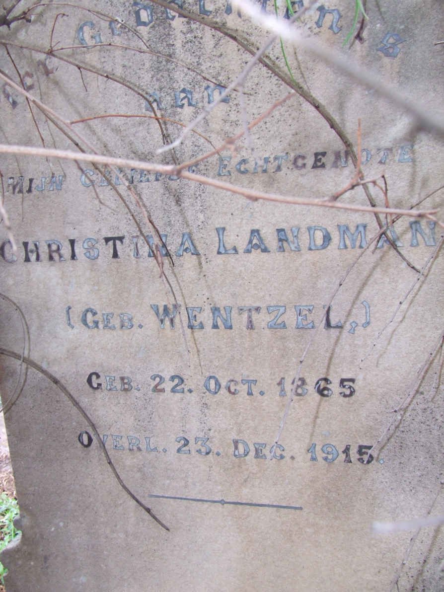 LANDMAN Christina nee WENTZEL 1865-1915
