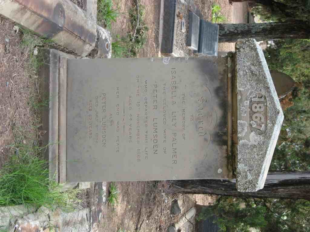 LUMSDEN Peter -1888 &amp; Isabella Lily PALMER -1866
