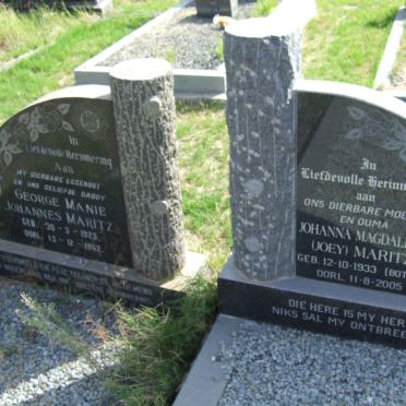 MARITZ George Manie Johannes 1923-1962 &amp; Johanna Magdalena BOTHA 1933-2005