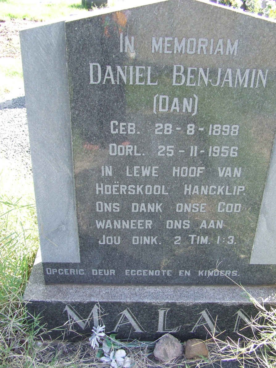MALAN Daniel Benjamin 1898-1956