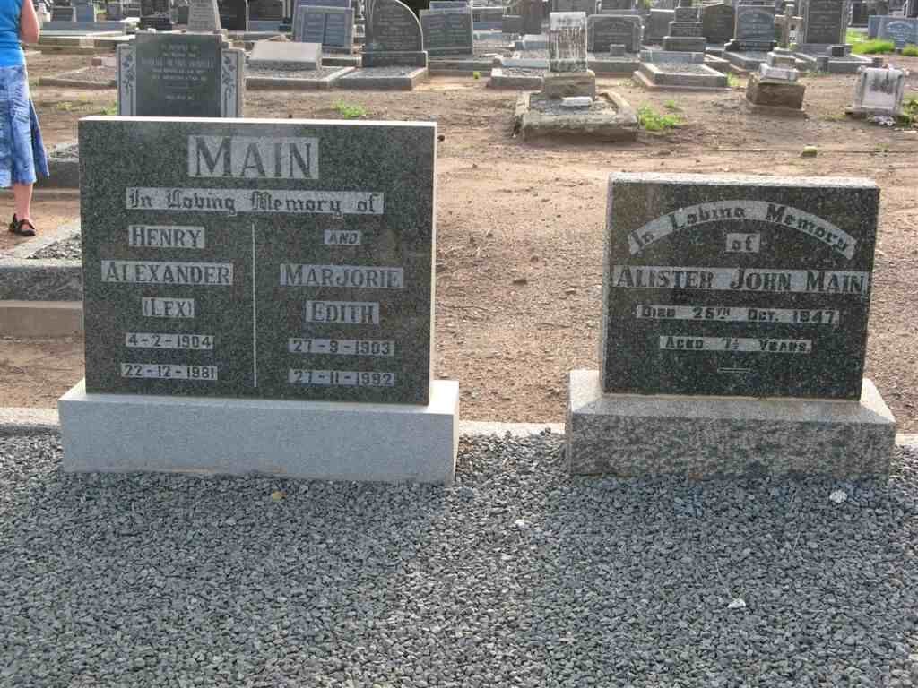 MAIN Henry Alexander 1904-1981 &amp; Marjorie Edith 1903-1992 :: MAIN Alister John -1947