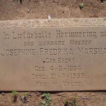 MARSHALL Josephine Frederika nee BECK 1884-1959