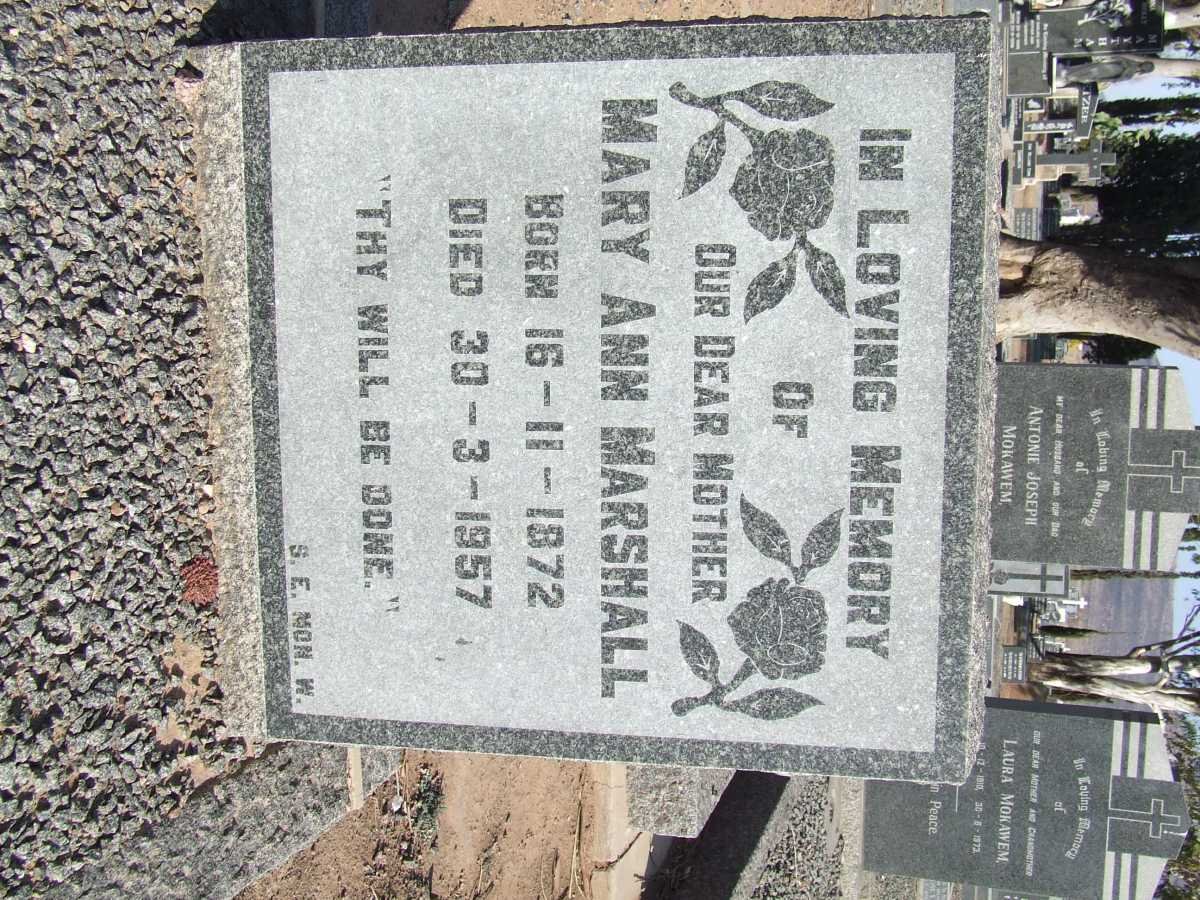 MARSHALL Mary Ann 1872-1957