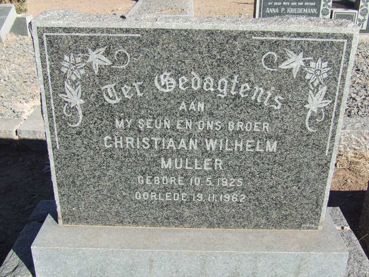 MULLER Christiaan Wilhelm 1925-1962