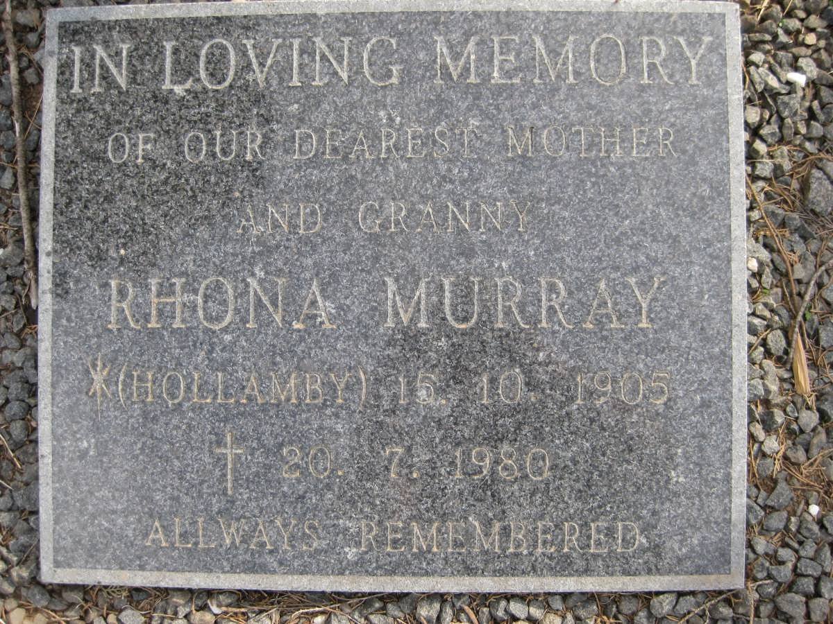 MURRAY Rhona nee HOLLAMBY 1905-1980