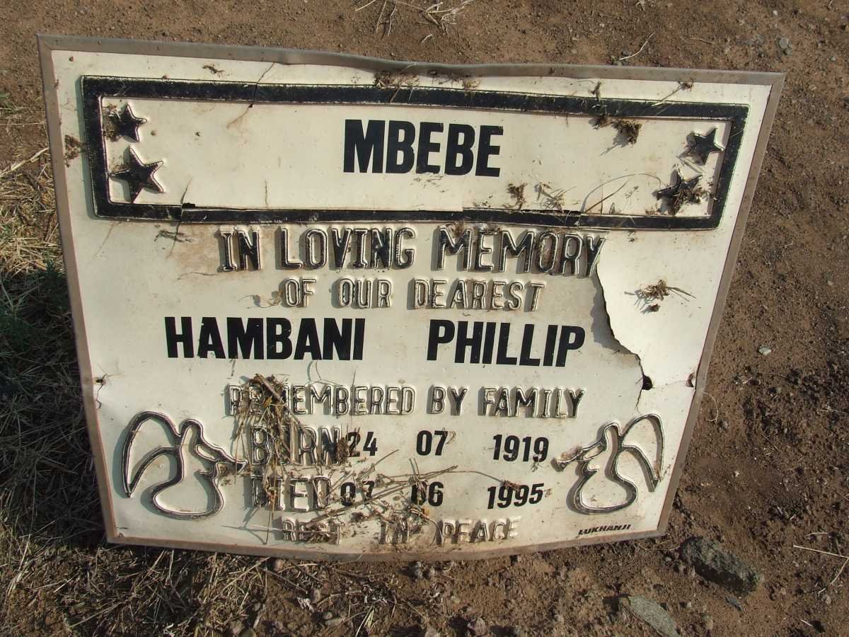 MBEBE Hambani Phillip 1919-1995