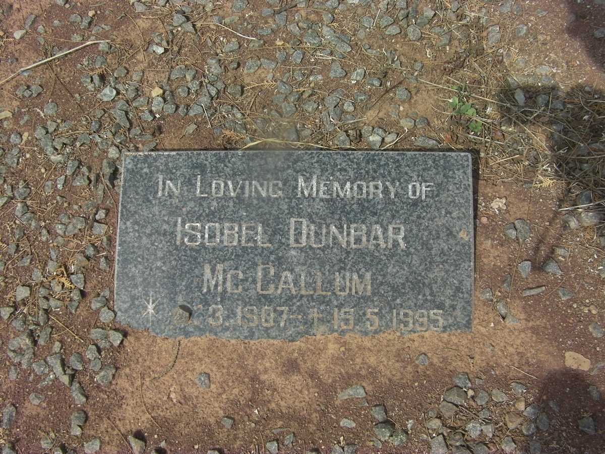 McCALLUM Isobel Dunbar 1907-1995