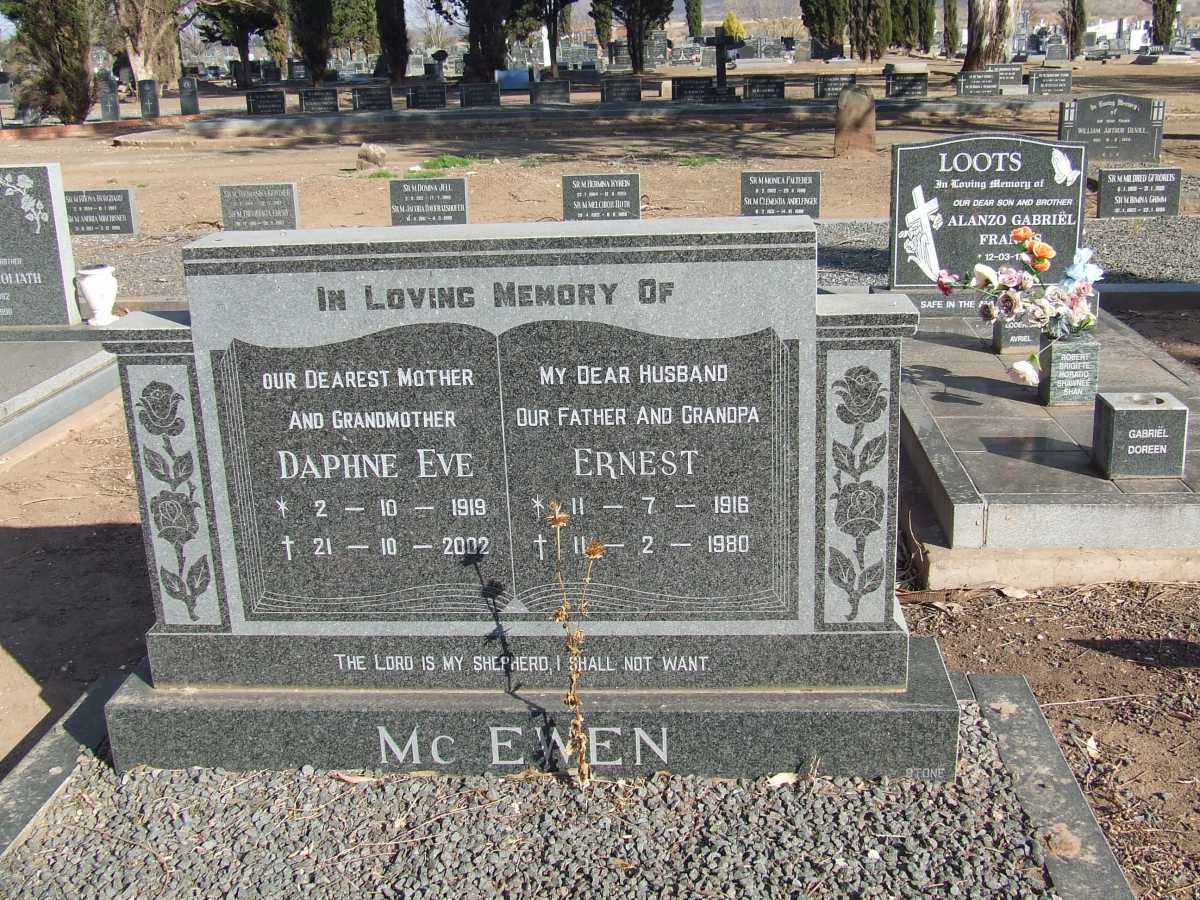 McEWEN Ernest1916-1980 &amp; Daphne Eve 1919-2002