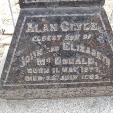 McDONALD Alan Clyde 1872-1902 
