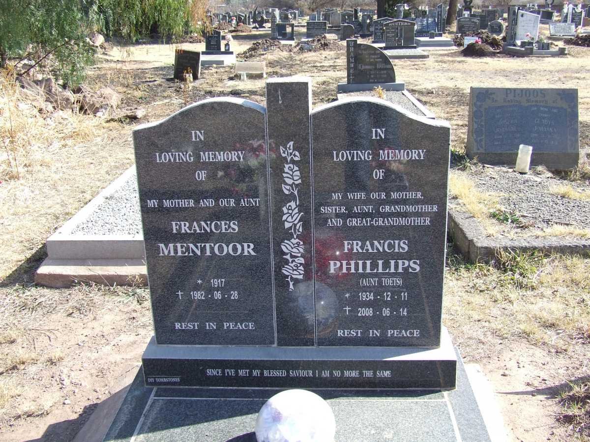 MENTOOR Frances 1917-1982 &amp; PHILLIPS Francis 1934-2008