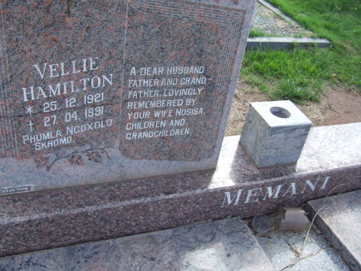 MEMANI Vellie Hamilton 1921-1991