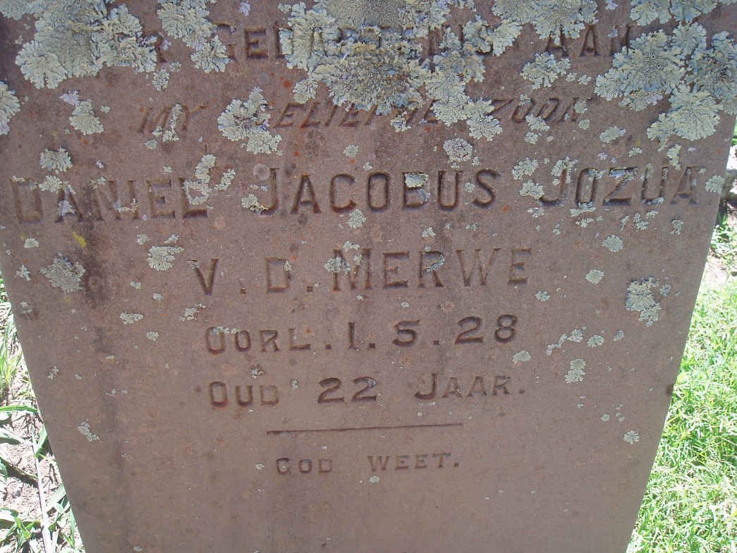 MERWE Daniel Jacobus Jozua, v.d. -1928
