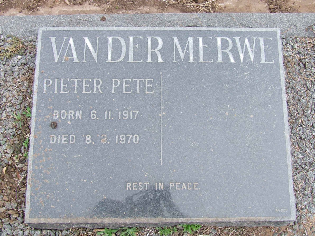 MERWE Pieter Pete, van der 1917-1970