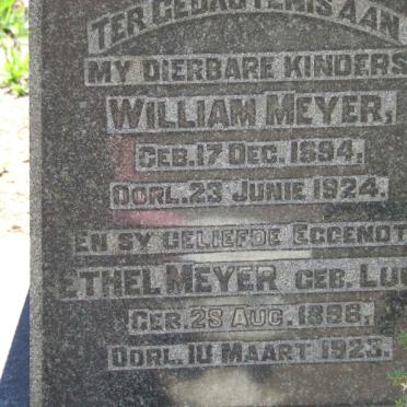 MEYER William 1894-1924 &amp; Ethel LUCK 1896-1923