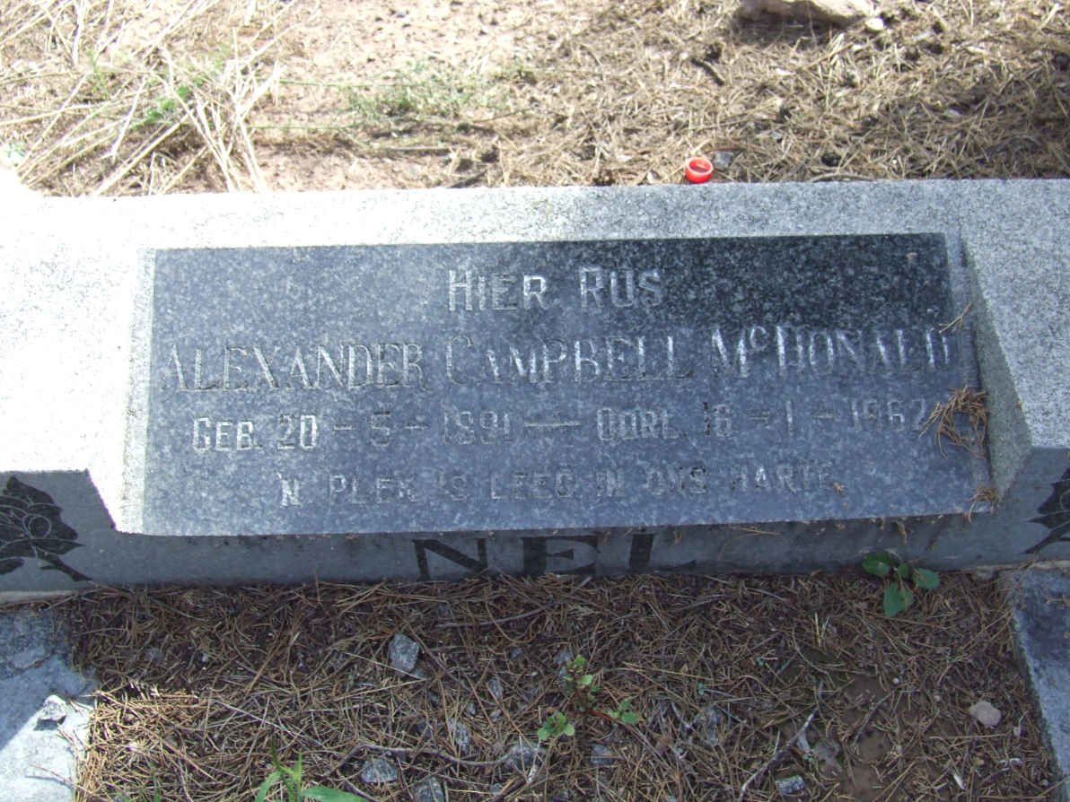 NEL Alexander Campbell McDonald 1891-1962