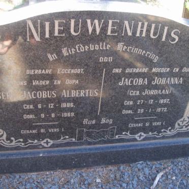 NIEUWENHUIS Gert Jacobus Albertus 1886-1969 &amp; Jacoba Johanna JORDAAN 1892-1972