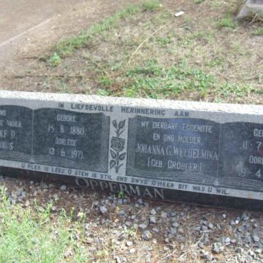 OPPERMAN Rudolph D Jacobus 1880-1971 &amp; Johanna G. Welhelmina GROBLER 1892-1964