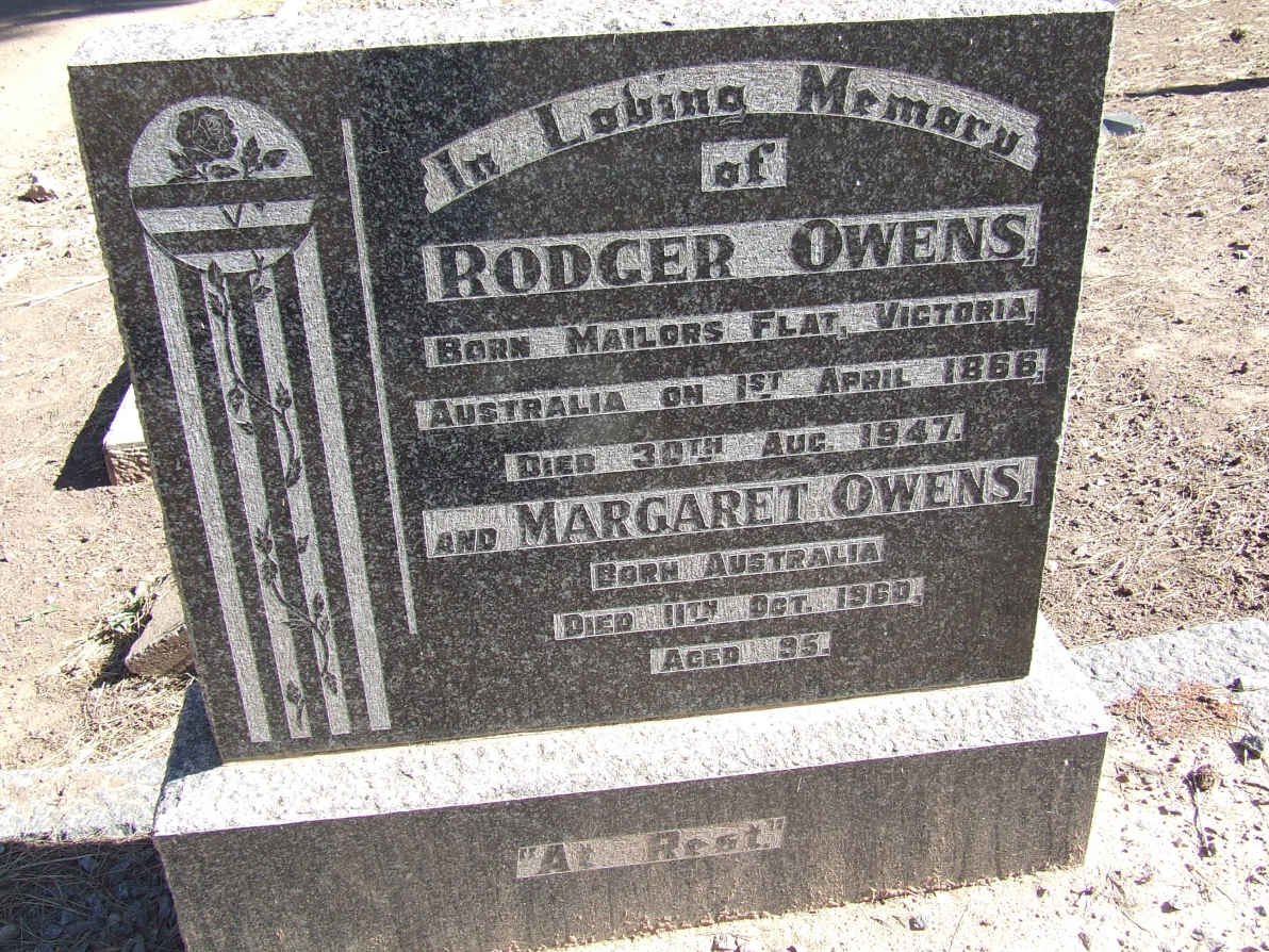 OWENS Rodger 1866-1947 &amp; Margaret -1960