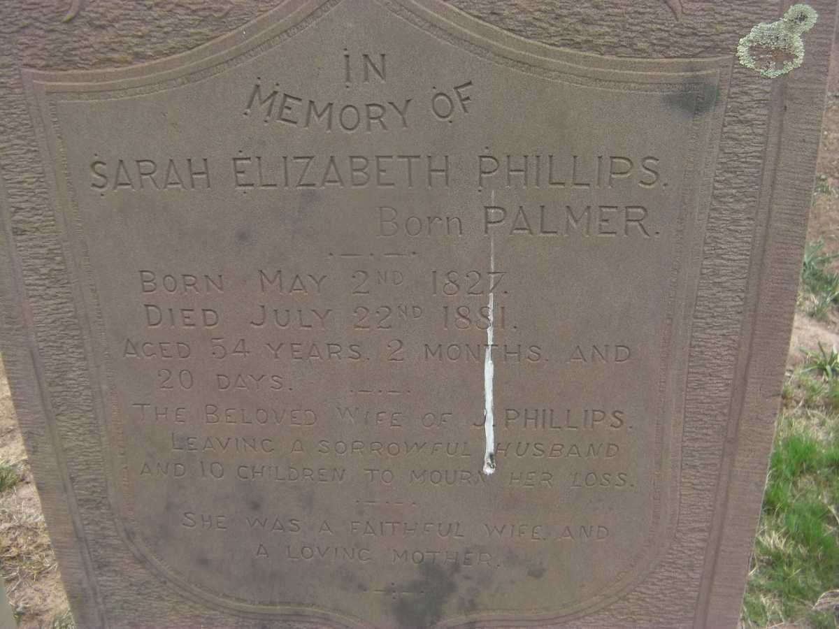 PHILLIPS Sarah Elizabeth nee PALMER 1827-1881