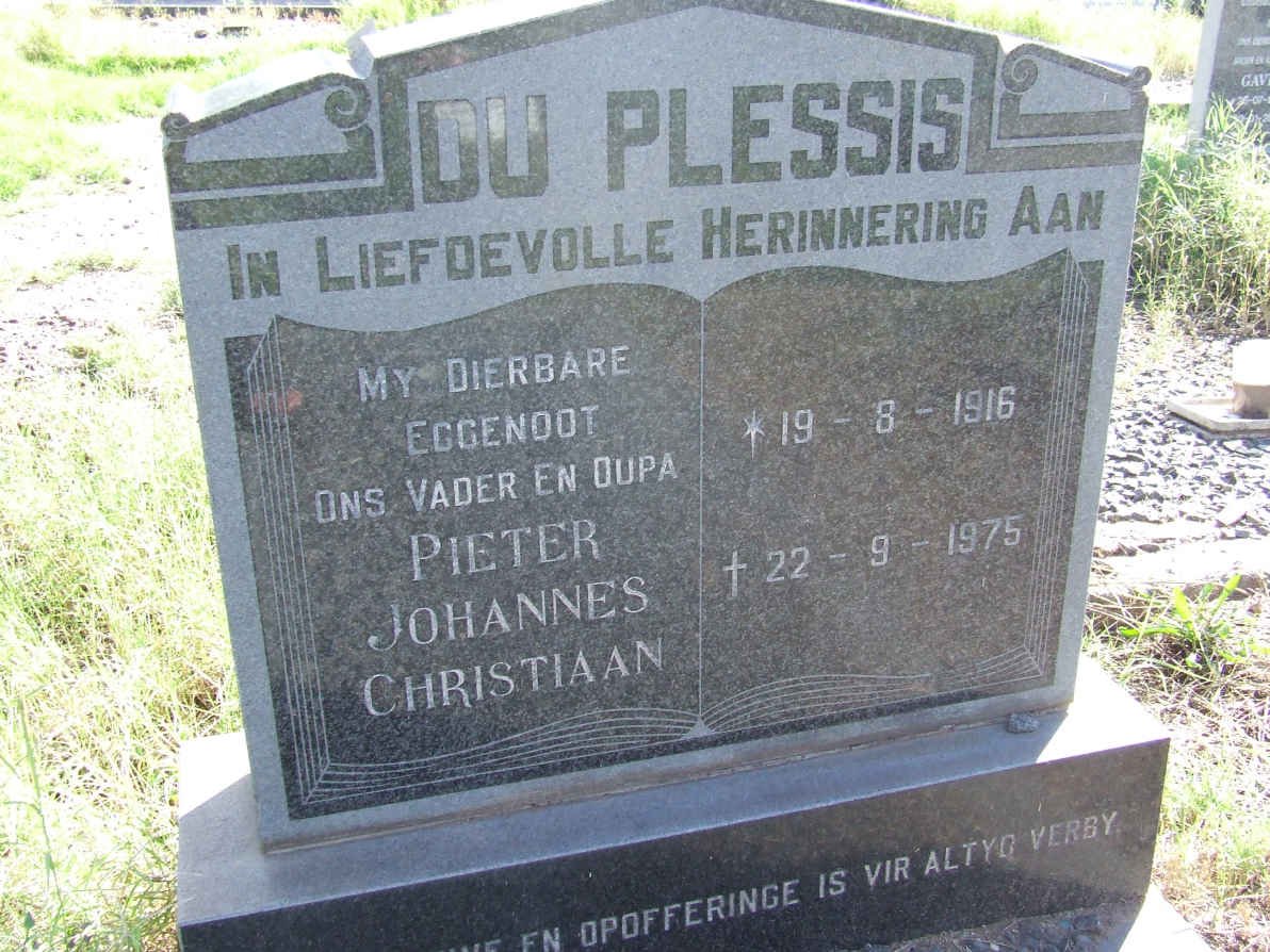 PLESSIS Pieter Johannes Christiaan, du 1916-1975