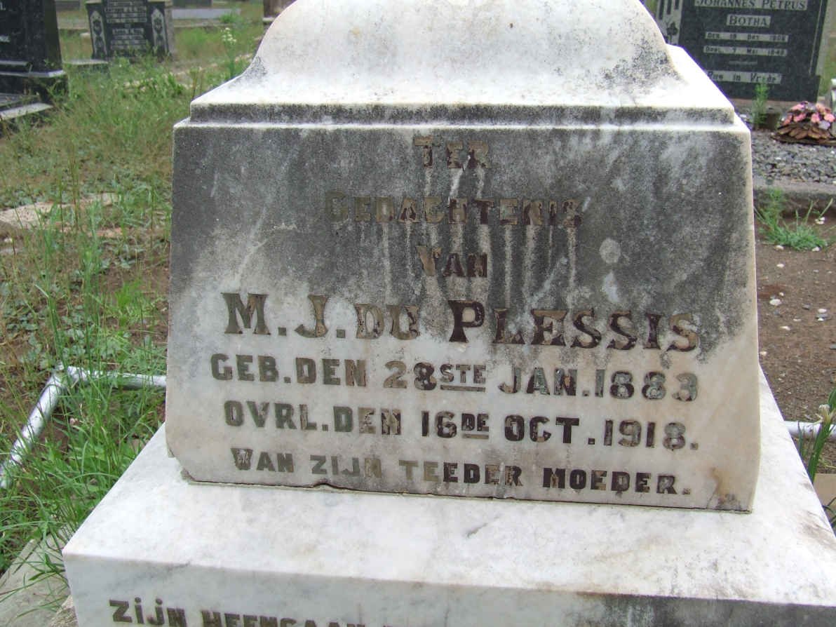 PLESSIS M.J., du 1883-1918