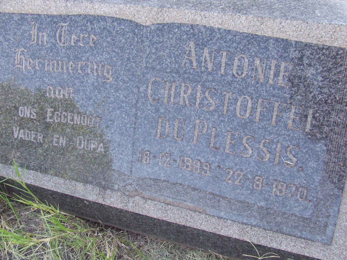 PLESSIS Antonie Christoffel, du 1889-1970