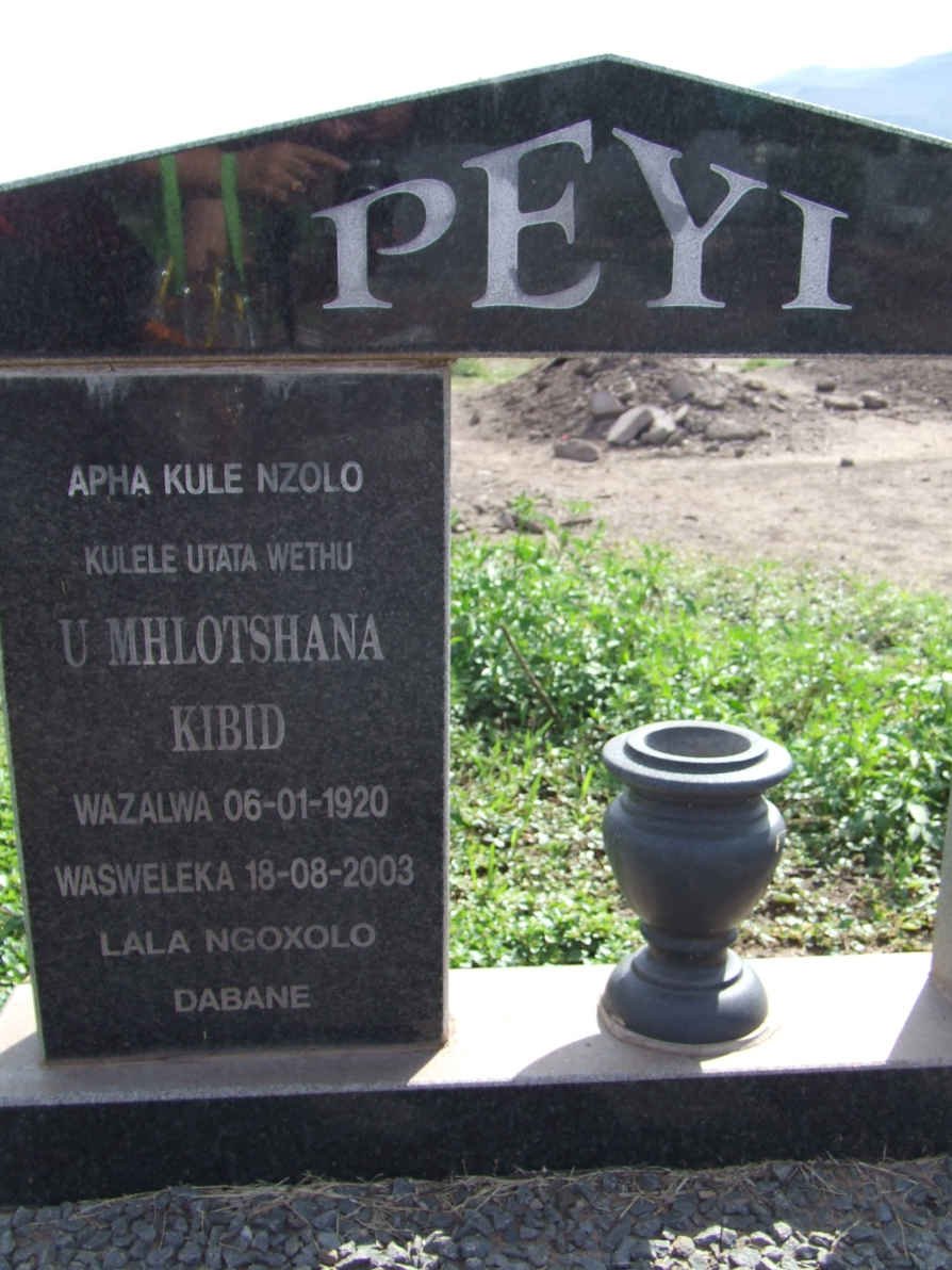 PEYI Mhlotshana Kibid 1920-2003