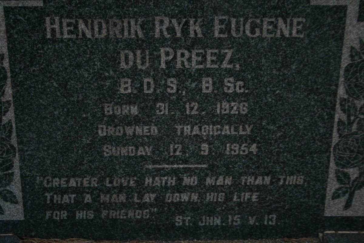 PREEZ Hendrik Ryk Eugene, du 1926-1954