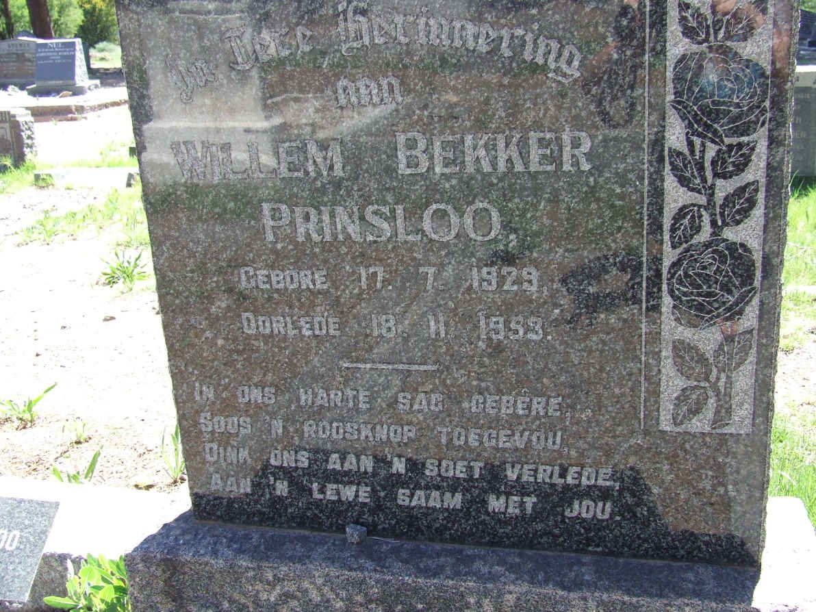 PRINSLOO Willem Bekker 1929-1953