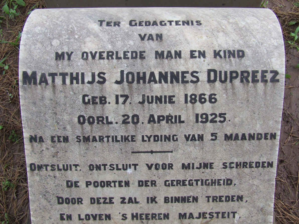 PREEZ Matthijs Johannes, du 1866-1925
