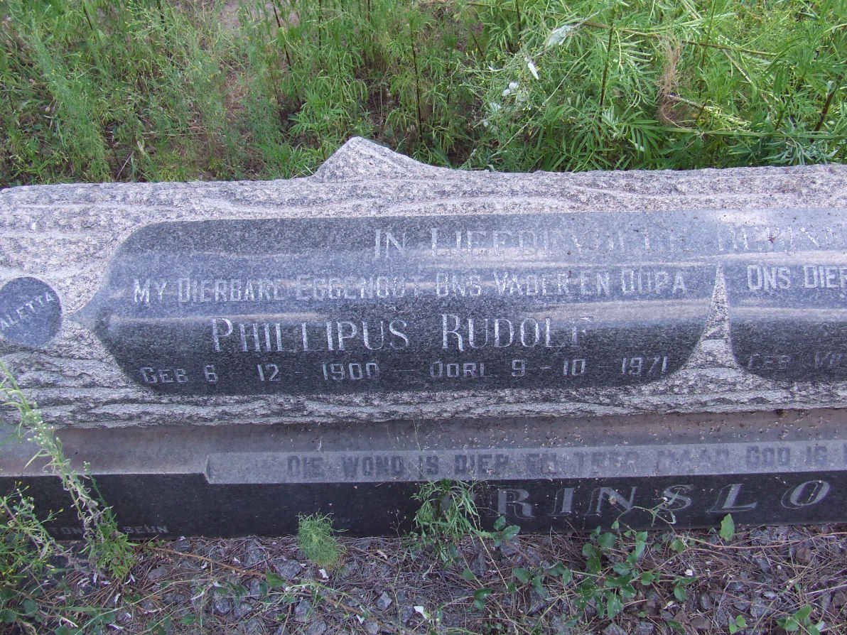 PRINSLOO Phillipus Rudolf 1900-1971