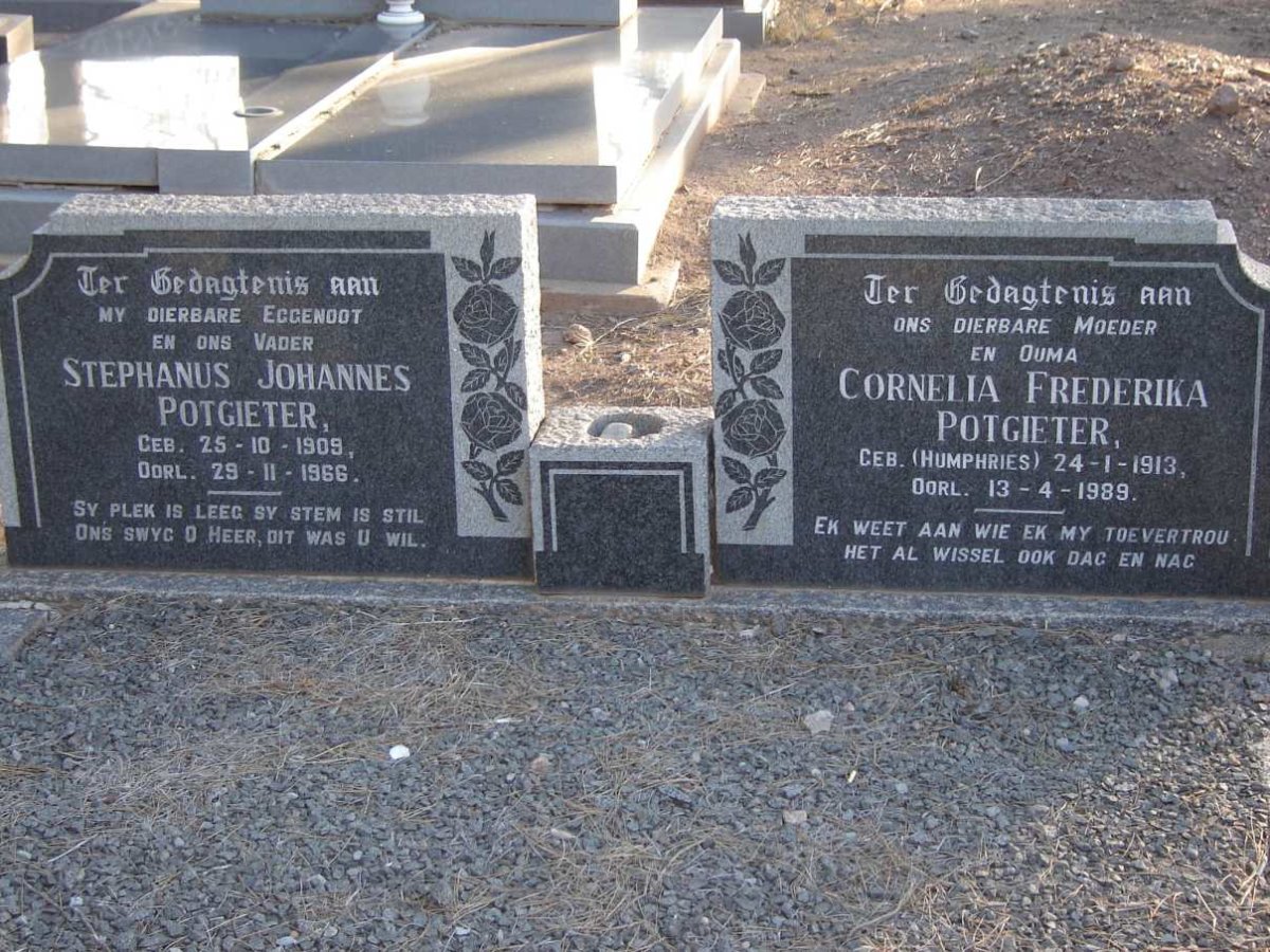 POTGIETER Stephanus Johannes 1909-1966 &amp; Cornelia Frederika HUMPHRIES 1913-1989