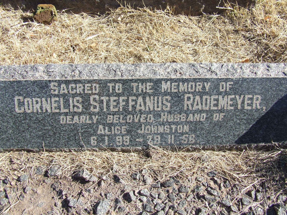 RADEMEYER Cornelis Steffanus 1899-1956