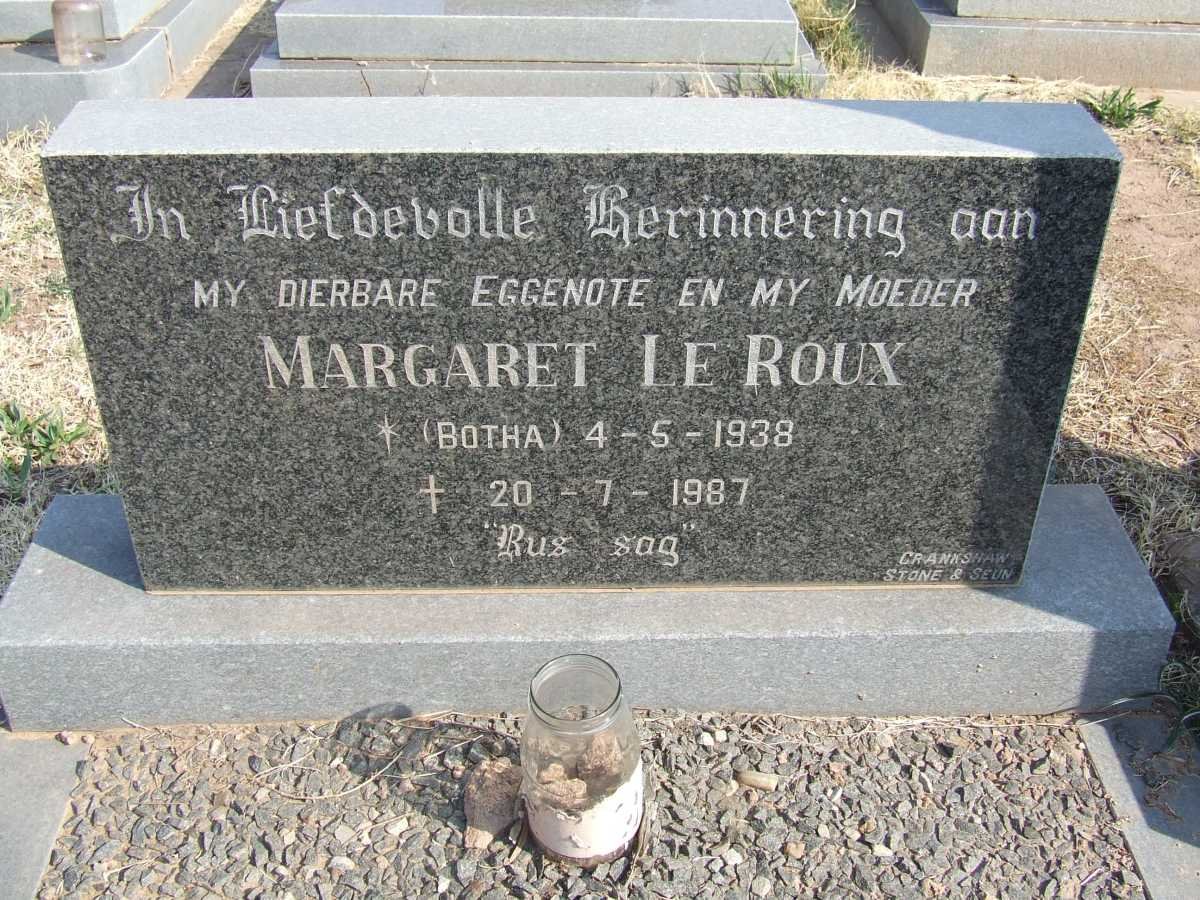 ROUX Margaret, le nee BOTHA 1938-1987