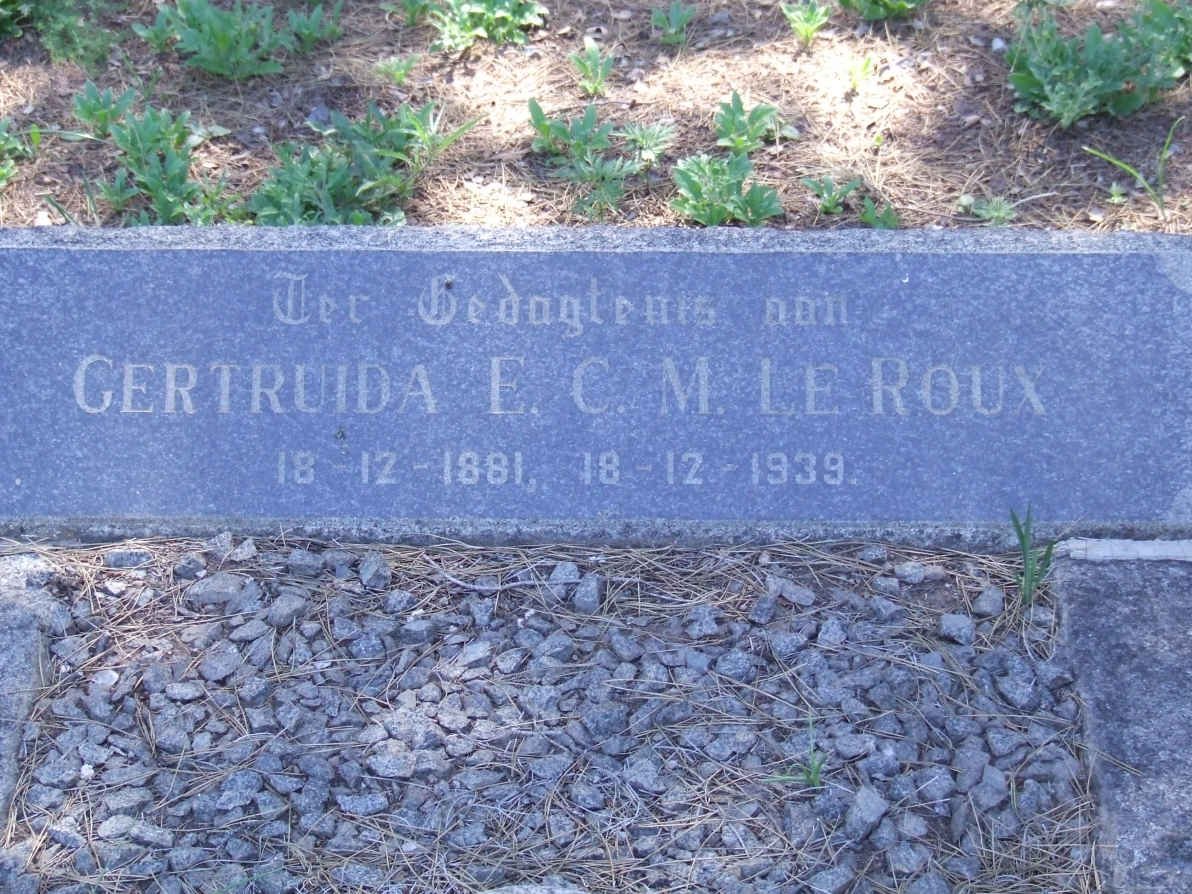 ROUX Gertruida E.C.M., le 1881-1931