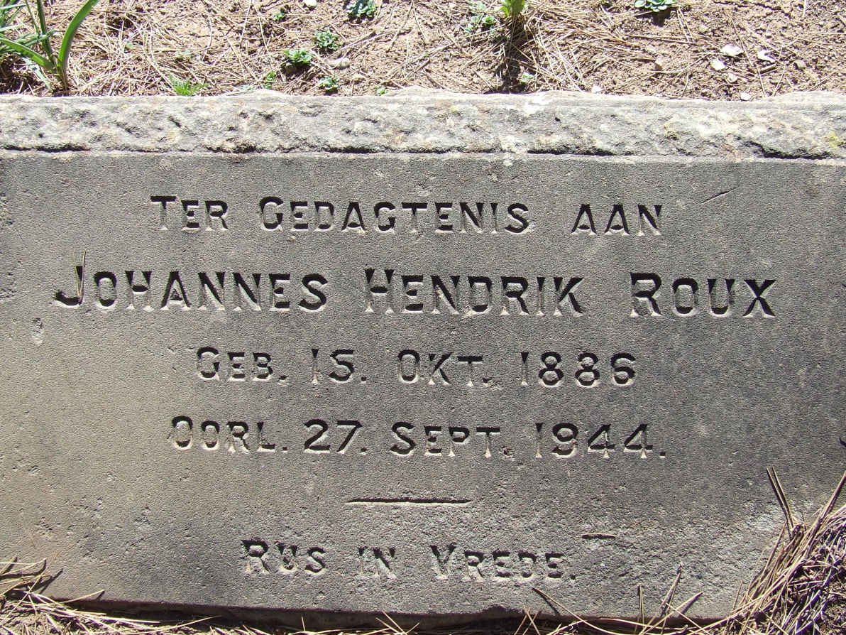 ROUX Johannes Hendrik 1886-1944