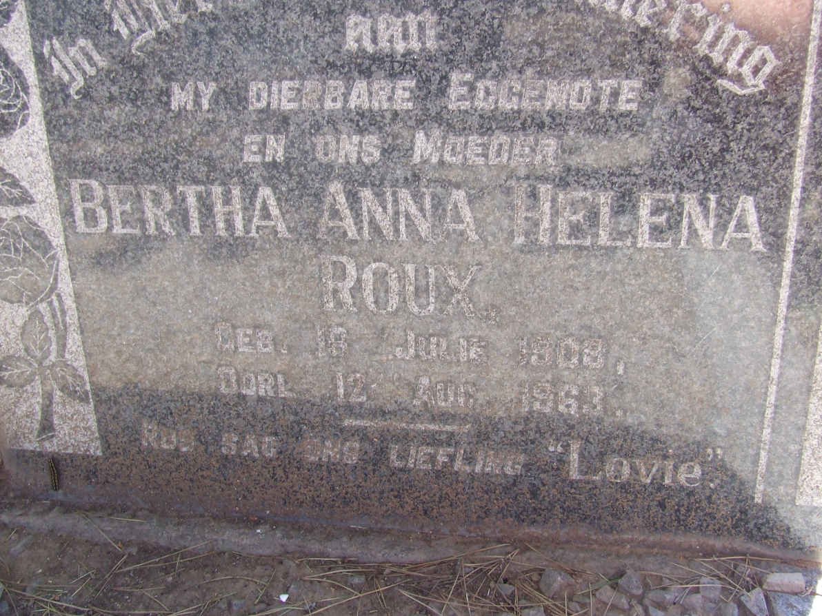 ROUX Bertha Anna Helena 1908-1963