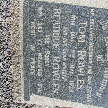 ROWLES Tom -1928 &amp; Beatrice SOBEY -1971