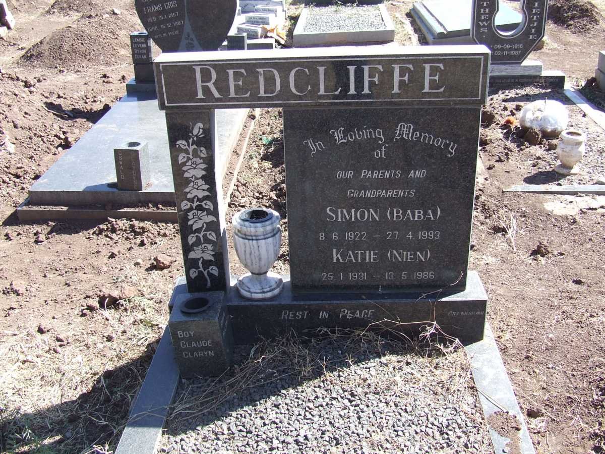REDCLIFFE Simon 1922-1993 &amp; Katie 1931-1986