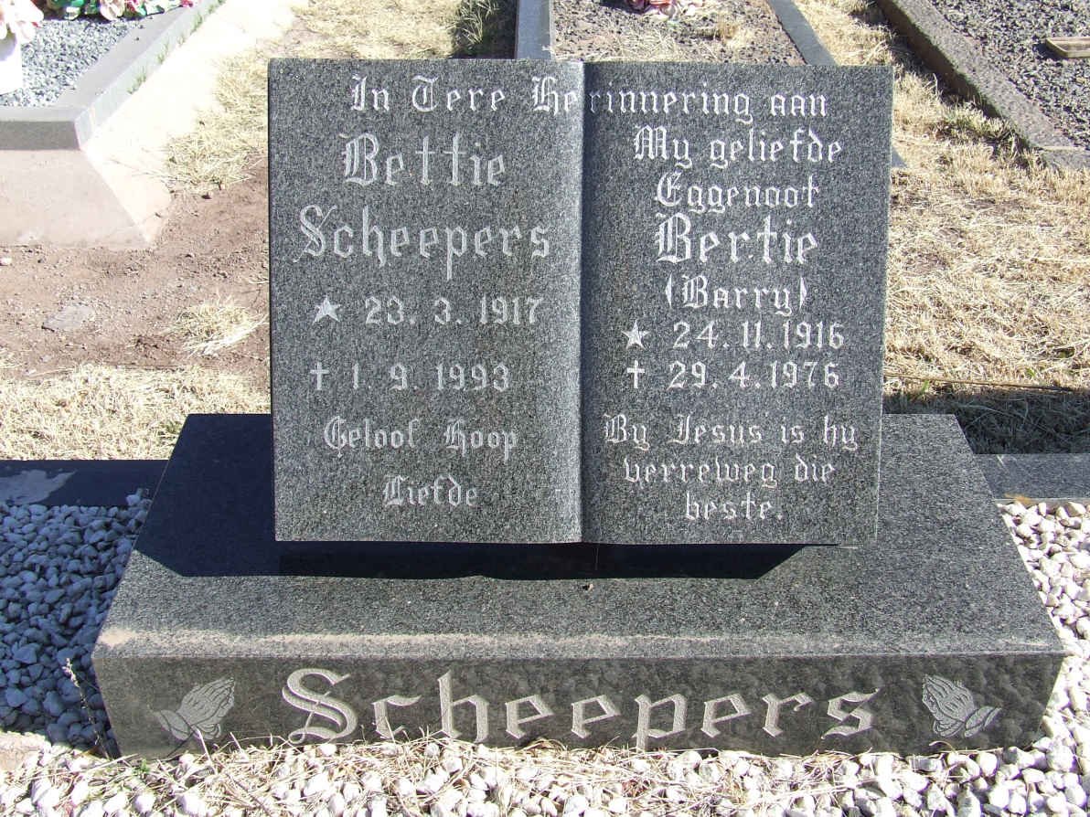 SCHEEPERS Bertie 1916-1976 &amp; Bettie 1917-1993