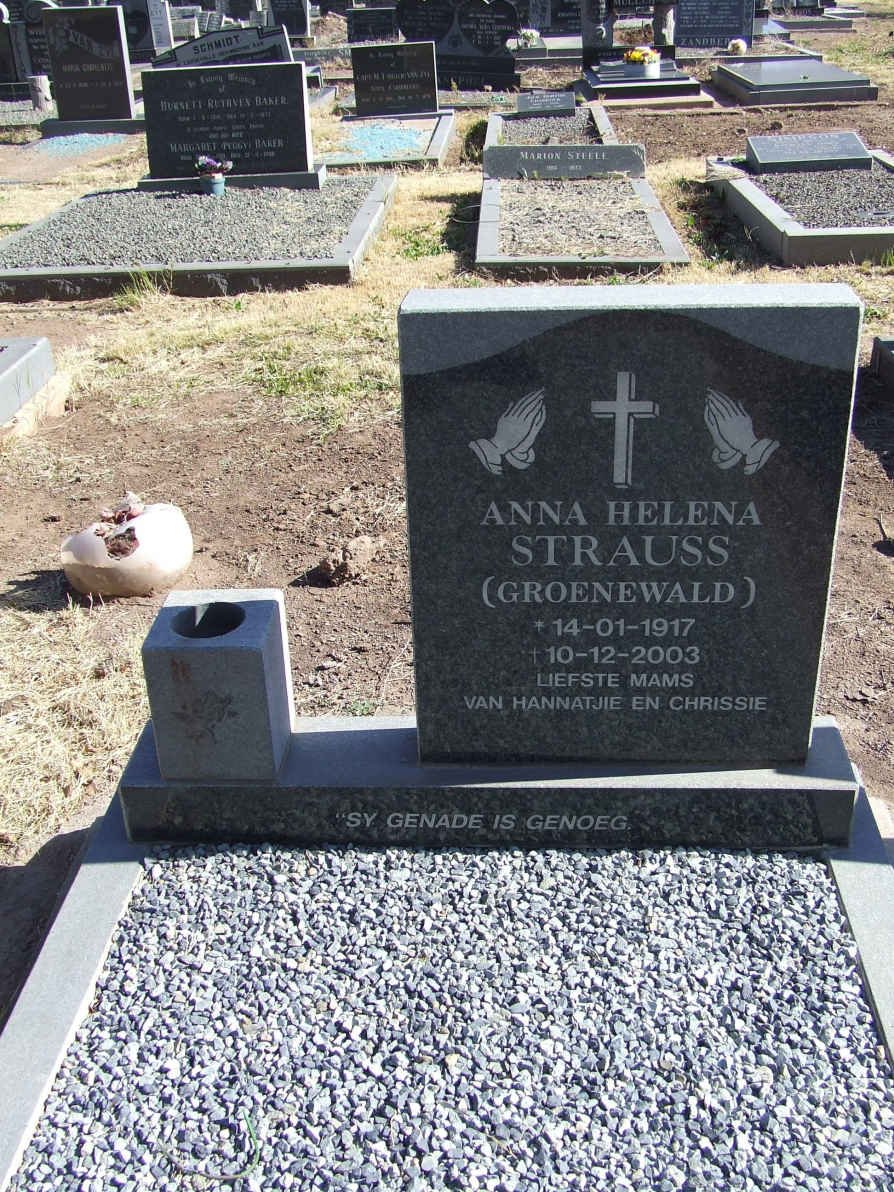 STRAUSS Anna Helena nee GROENEWALD 1917-2003
