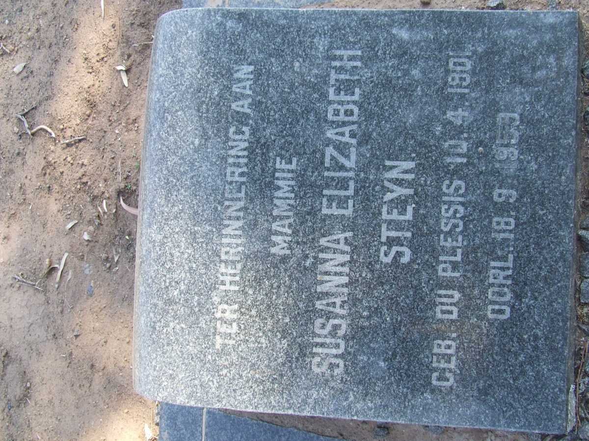 STEYN Susanna Elizabeth nee DU PLESSIS 1901-1959