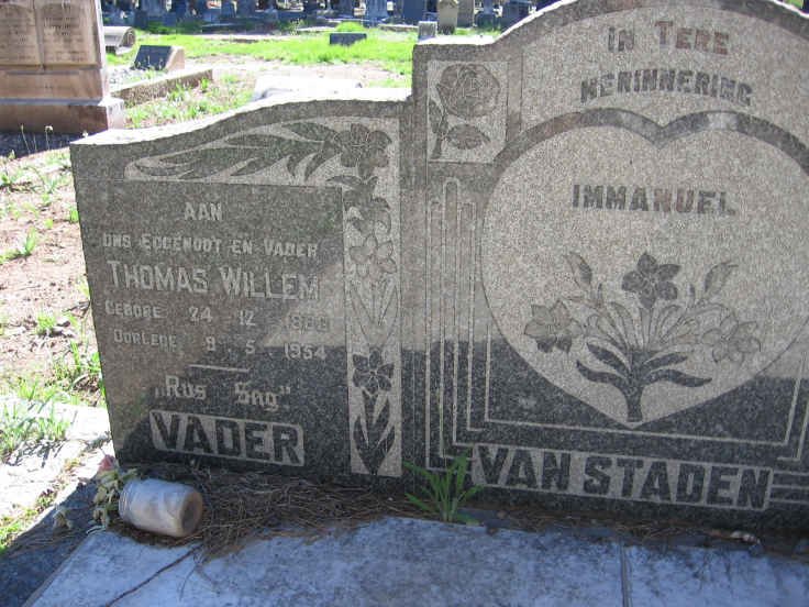 STADEN Thomas Willem, van 1888-1954