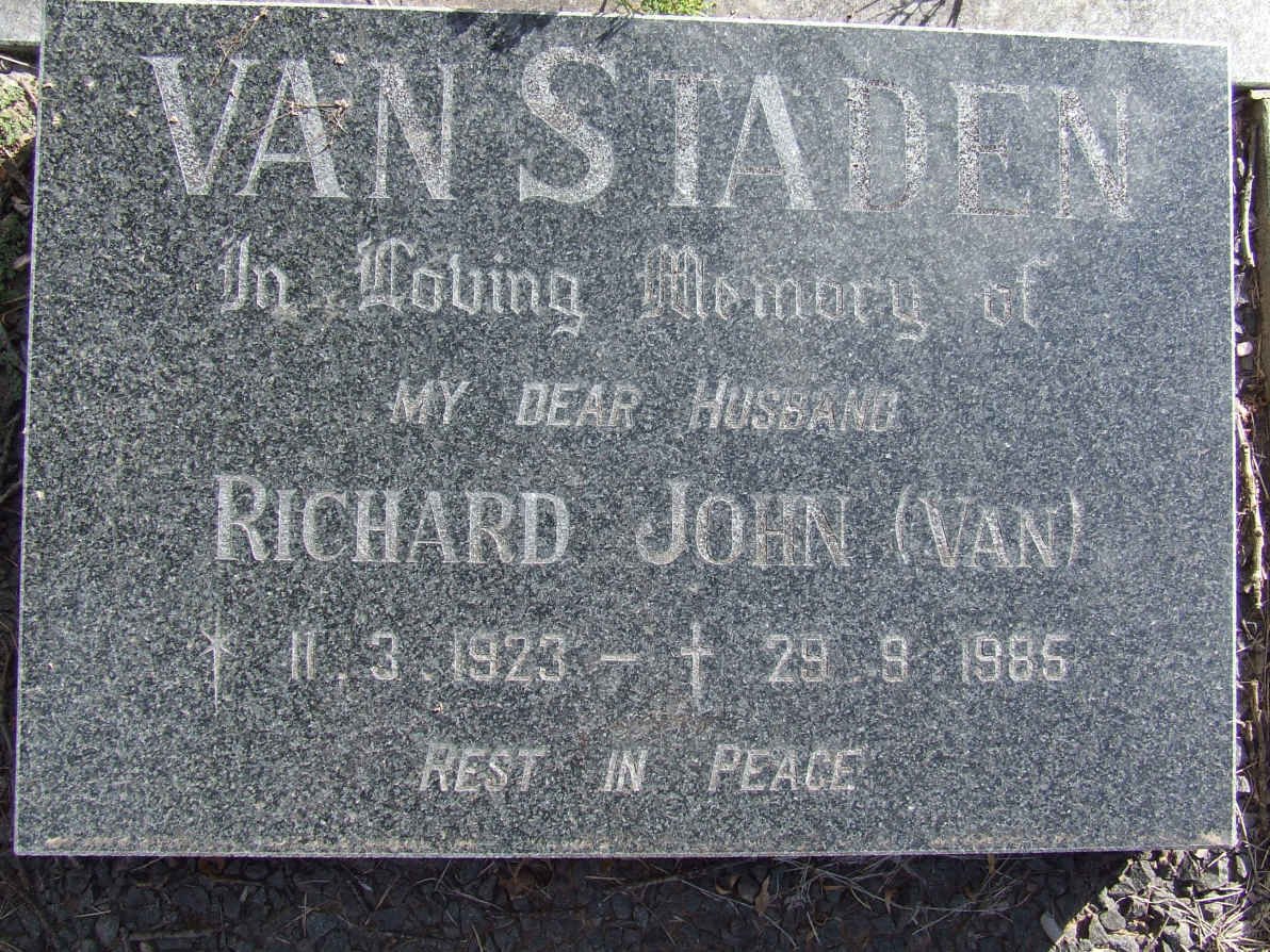 STADEN Richard John, van 1923-1985