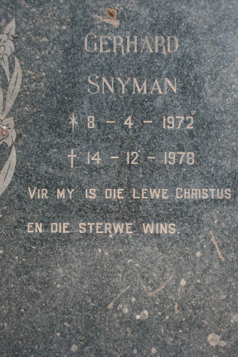 SNYMAN Gerhard 1972-1978