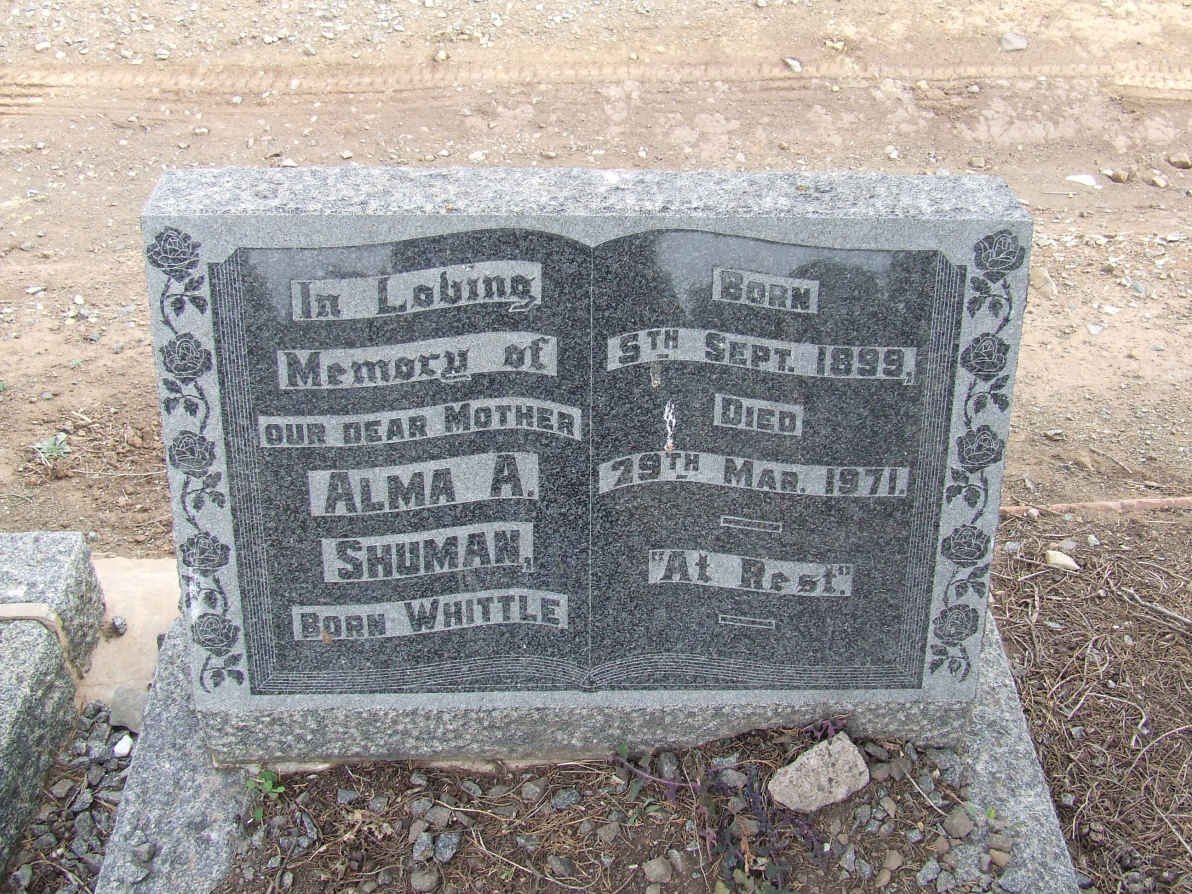 SHUMAN Alma A. nee WHITTLE 1899-1971
