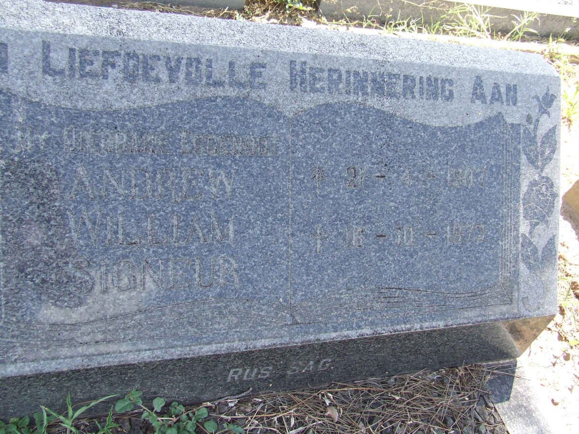 SIGNEUR Andrew Wiliam 1907-1979