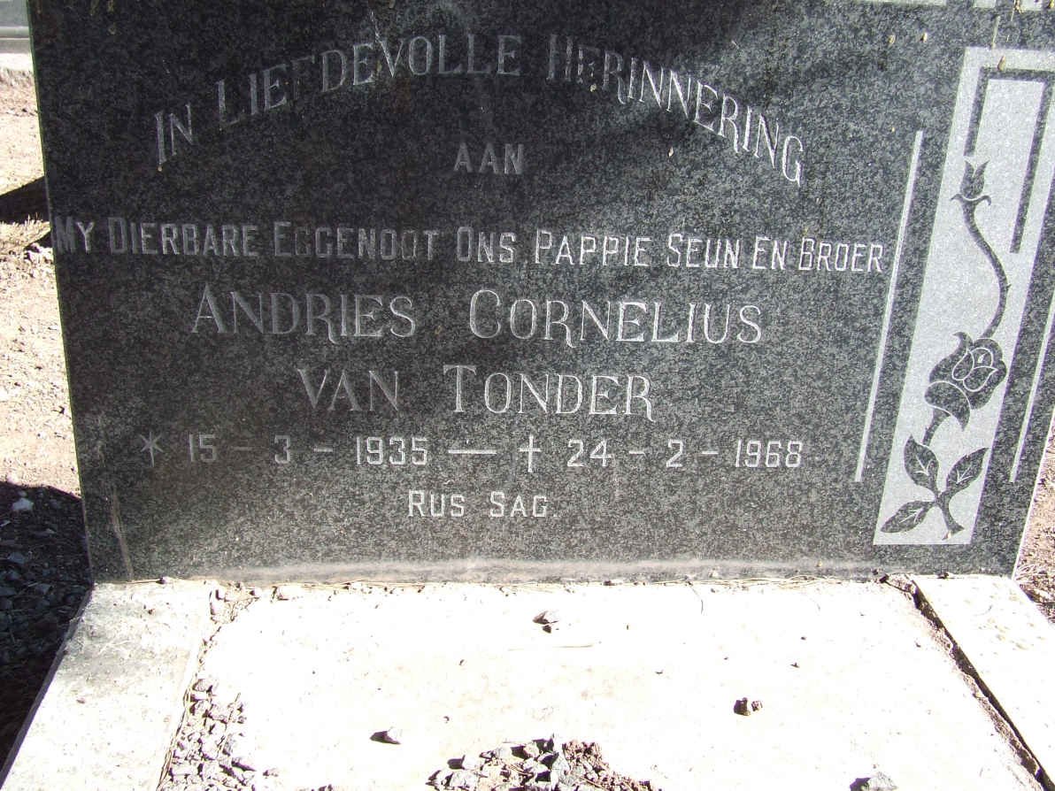 TONDER Andries Cornelius, van 1935-1968
